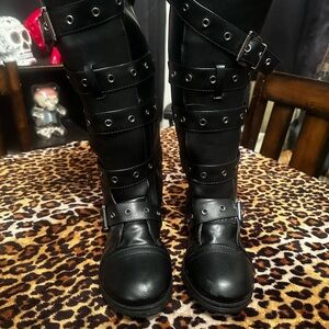 Gothic knee-high buckle boots (‘Demonia’ inspired)